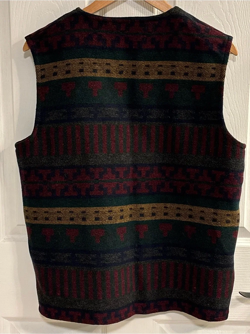 Vintage Tribal Sportswear Aztec Southwest Wool Blend Zip Vest Men’s S Women’s L